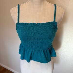 Teal Smocked Peplum Top - SO Brand - Size XS